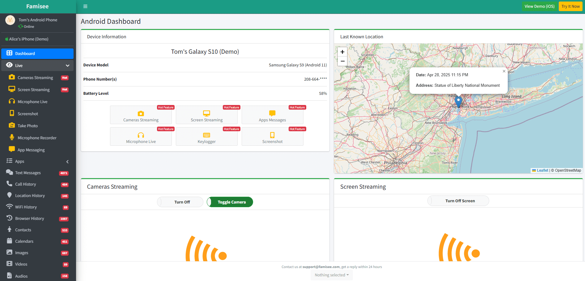 famisee dashboard android