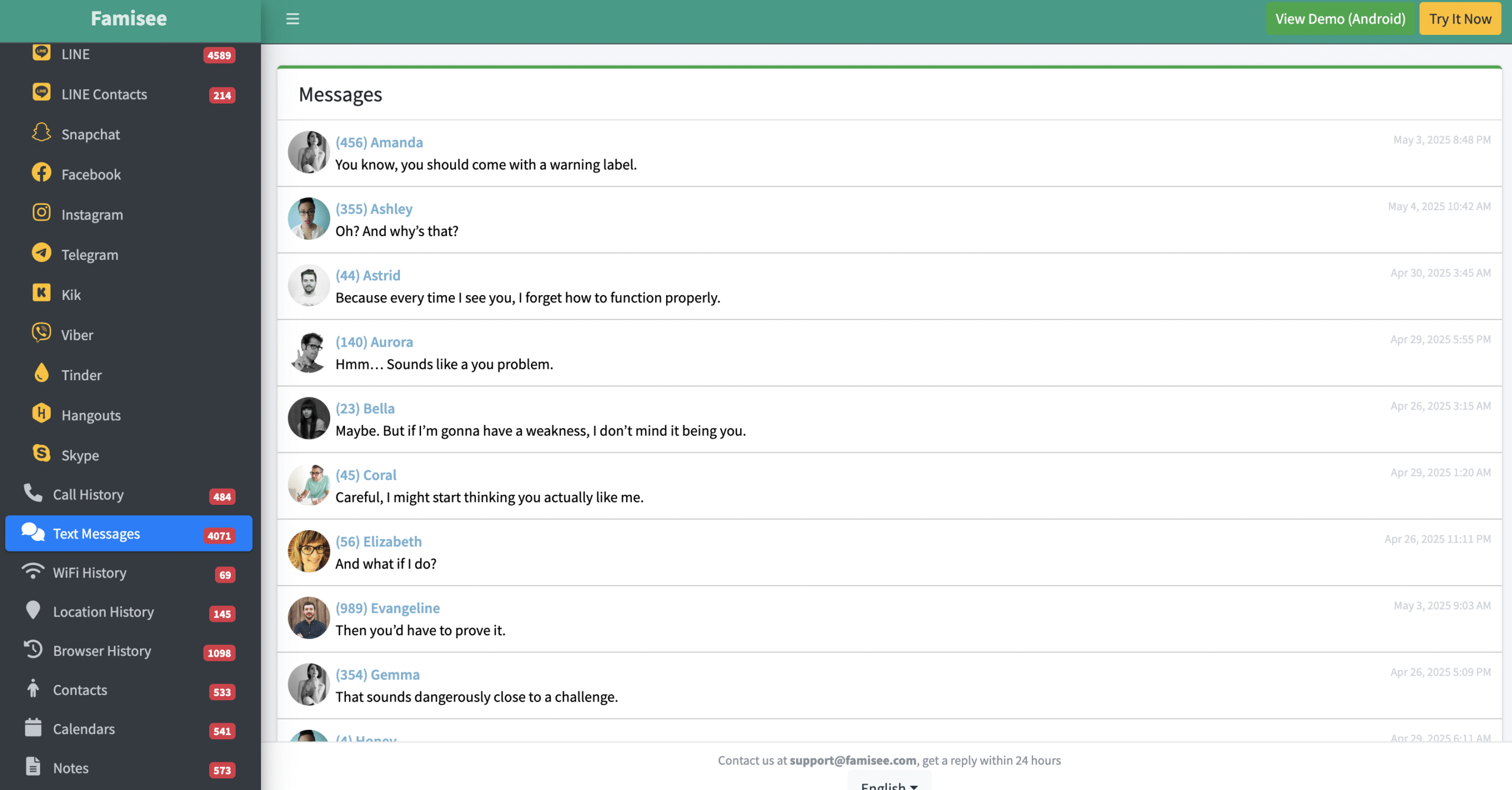 Famisee monitors child's text messages on iPhone