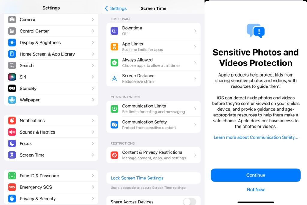 monitor child's text messages using iPhone communication safety