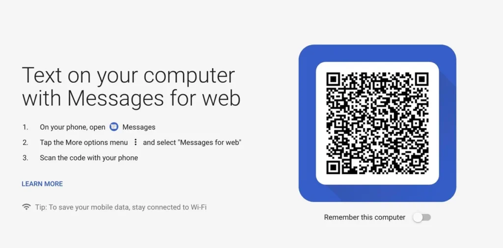 Accessing Messages via Google Messages for Web