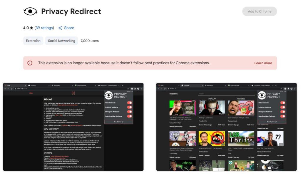 Privacy Redirect