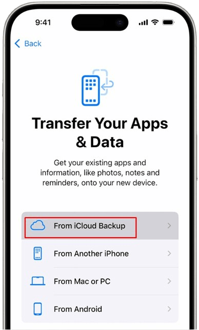 Restore from iCloud Backup