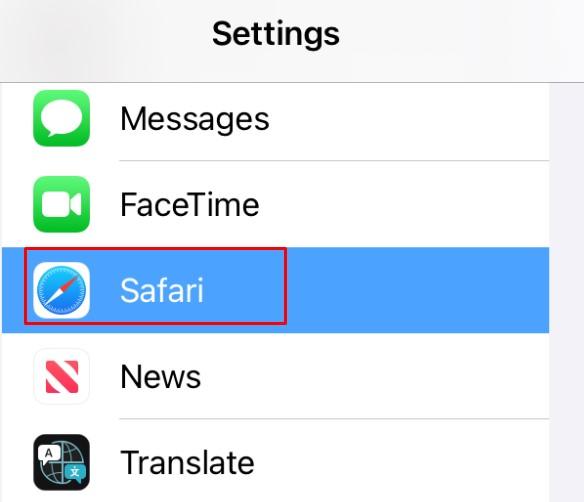 click safari from iphone settings